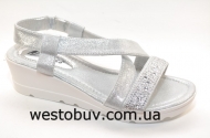 Женские босоножки серебристые 8162-2
