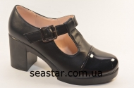 Туфли черные женские лаковый носочек F1-1