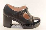 Туфли черные женские лаковый носочек F1-1