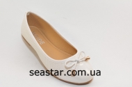 Белые балетки с бантиком -2