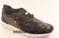 Кроссовки для женщин в черных пайетках BSO32