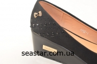 Женские черные туфли экко-замш H56-1