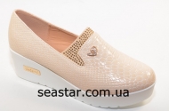 Женские туфли бежевый экко-лак H58-2