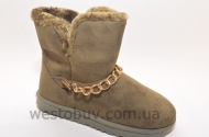Угги женские на зиму с цепочкой "под золото" 505b